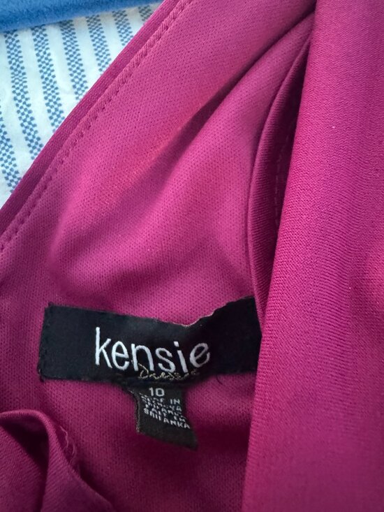 NWT Kensie Fuchsia Pink Draped Midi Dress Cowl Neck Ruched Size 10 - Picture 7 of 9